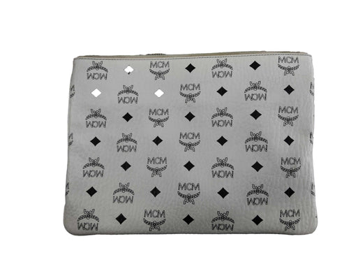 Mcm Visetos Coated Canvas White Purse / Handbag
