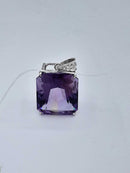 Amethyst Large Square Pendant With Diamonds 14k