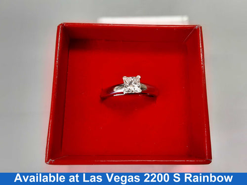 Women's Ring - Solitaire - White Gold 14k (.585) 5.1 grams Size 7