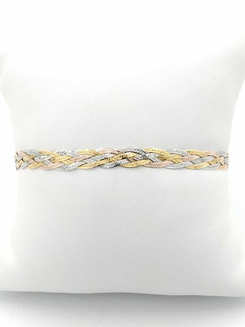 Woven Bracelet - Tricolor Gold 14k (.585) 6.4 grams 8 inch