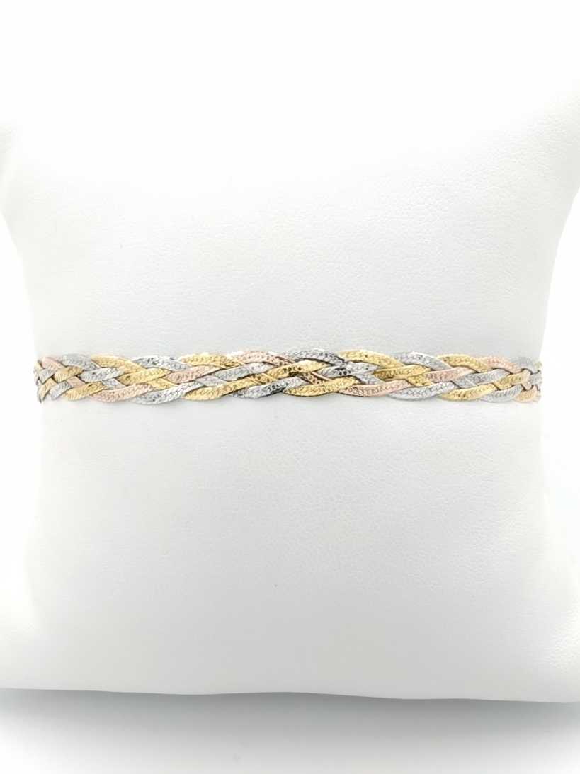 Woven Bracelet - Tricolor Gold 14k (.585) 6.4 grams 8 inch