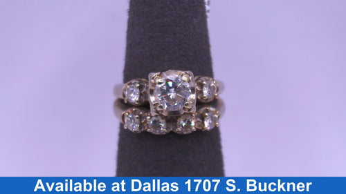 Ring - Wedding Set - White Gold 14k (.585) 5.4 grams Size 4.5