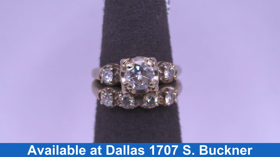 Ring - Wedding Set - White Gold 14k (.585) 5.4 grams Size 4.5