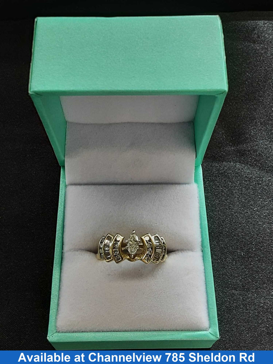 Ring - Engagement Set - Yellow Gold 14k (.585) 5.1 grams Size 8