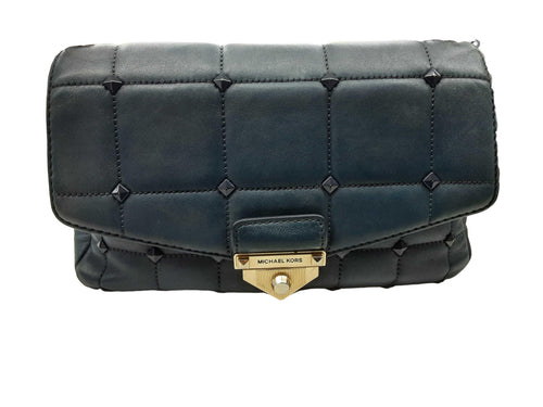 Michael Kors Soho Large Quilted Shoulder Bag Blue Purse / Handbag