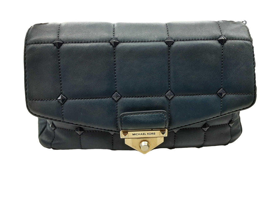 Michael Kors Soho Large Quilted Shoulder Bag Blue Purse / Handbag