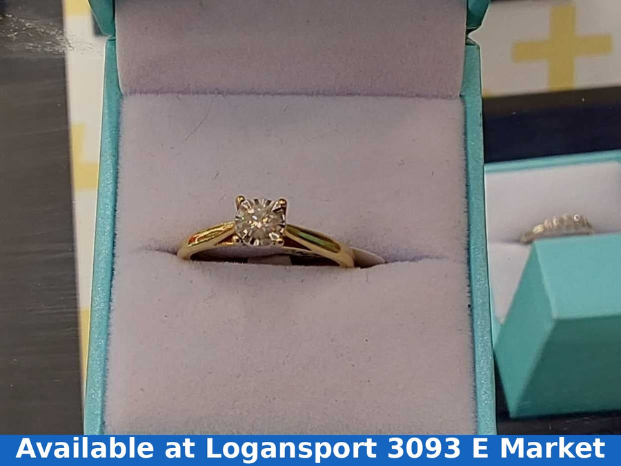 Women's Ring - Solitaire - Yellow Gold 10k (.417) 2.2 Grams Size 7