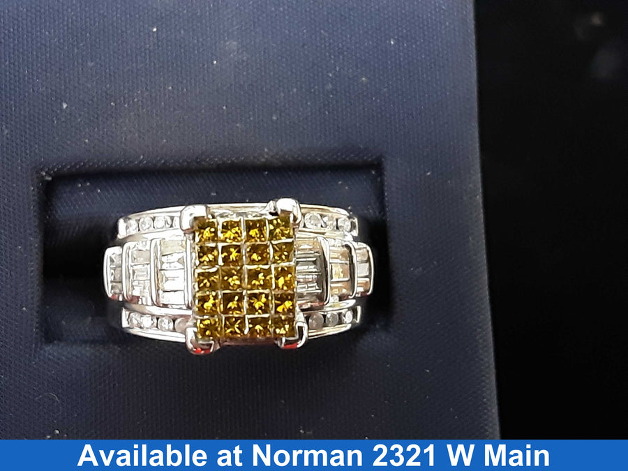 Ring - Wedding Set - White Gold 14k (.585) 6.7 grams Size 7.5