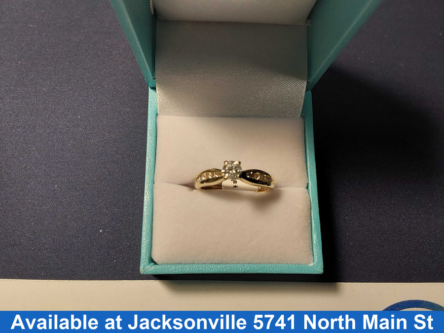 Ring - Engagement Set - Yellow Gold 14k (.585) 3.3 grams Size 6.5