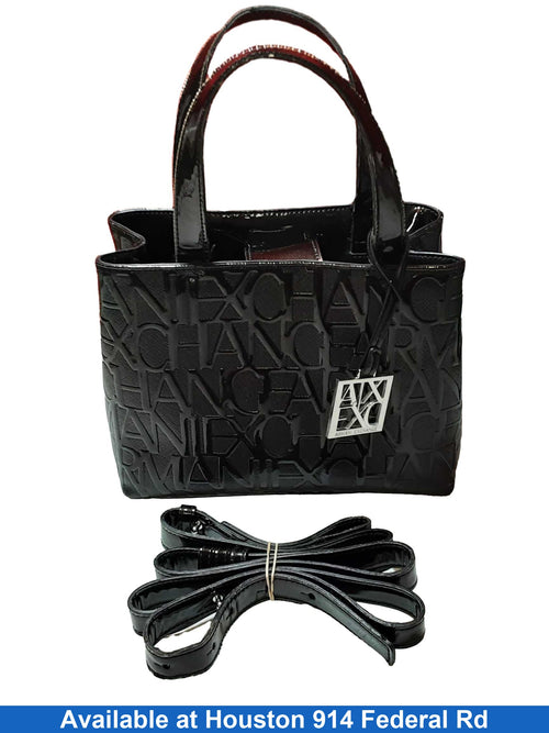 Armani Exchange Armani Exchange Glossy Black Patent Tote Bag Black Purse / Handbag