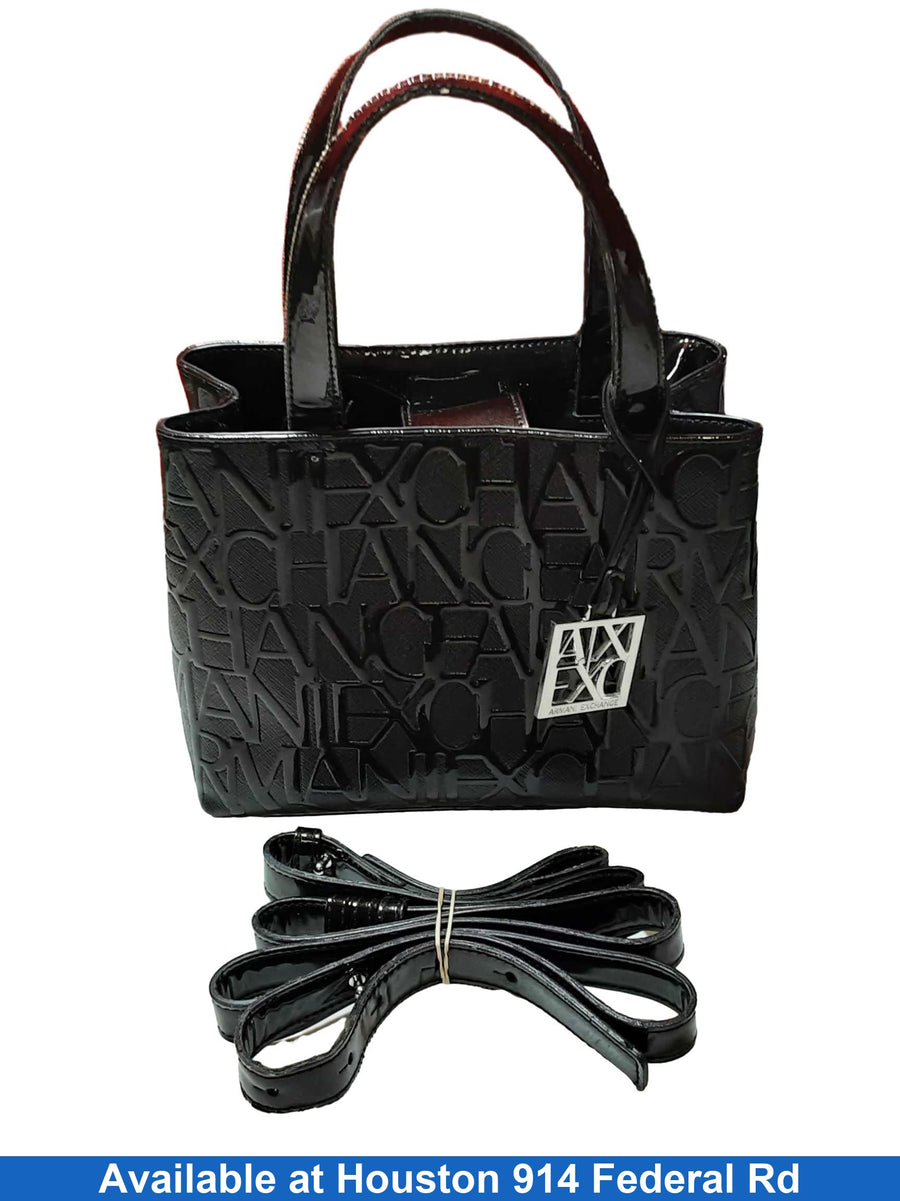 Armani Exchange Armani Exchange Glossy Black Patent Tote Bag Black Purse / Handbag