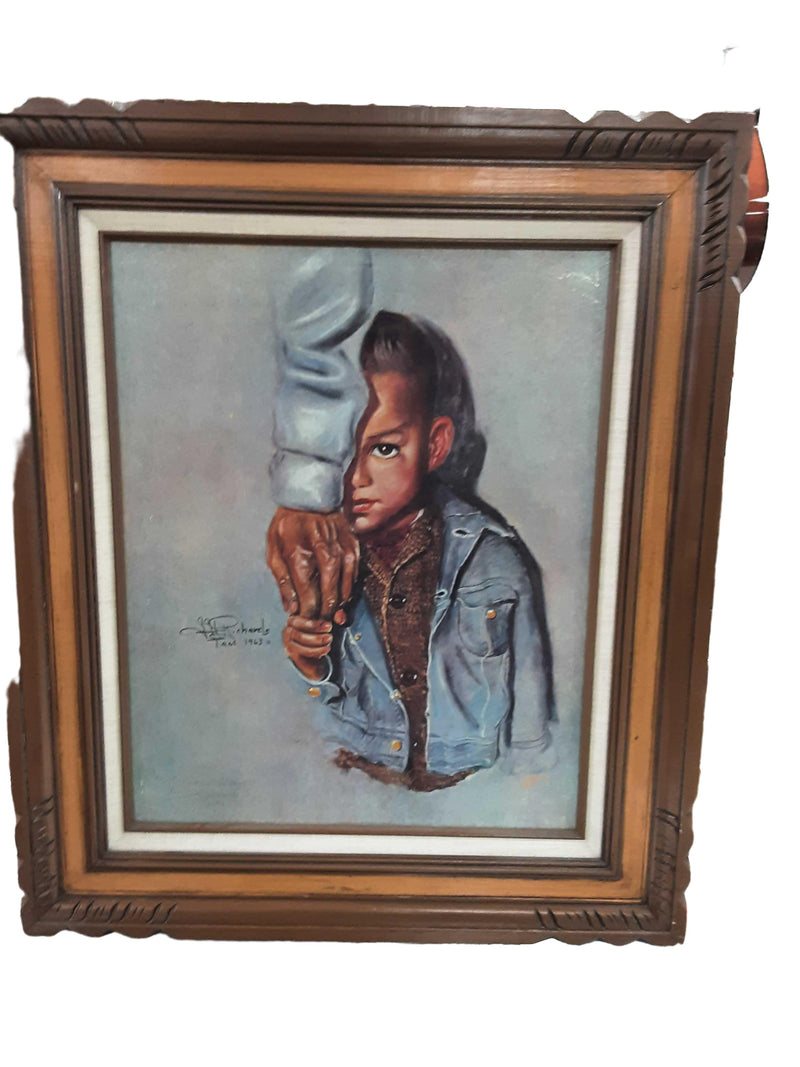 Jh Richavels Helping Hands Taos 1963 Brown Painting / Picture / Mirror