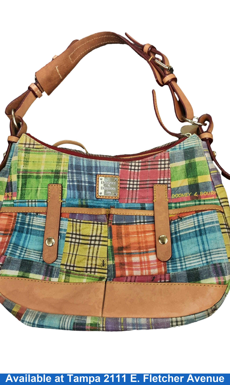 Dooney & Bourke Rainbow Madras Plaid Patchwork Multi-color Purse / Handbag