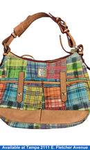 Dooney & Bourke Rainbow Madras Plaid Patchwork Multi-color Purse / Handbag