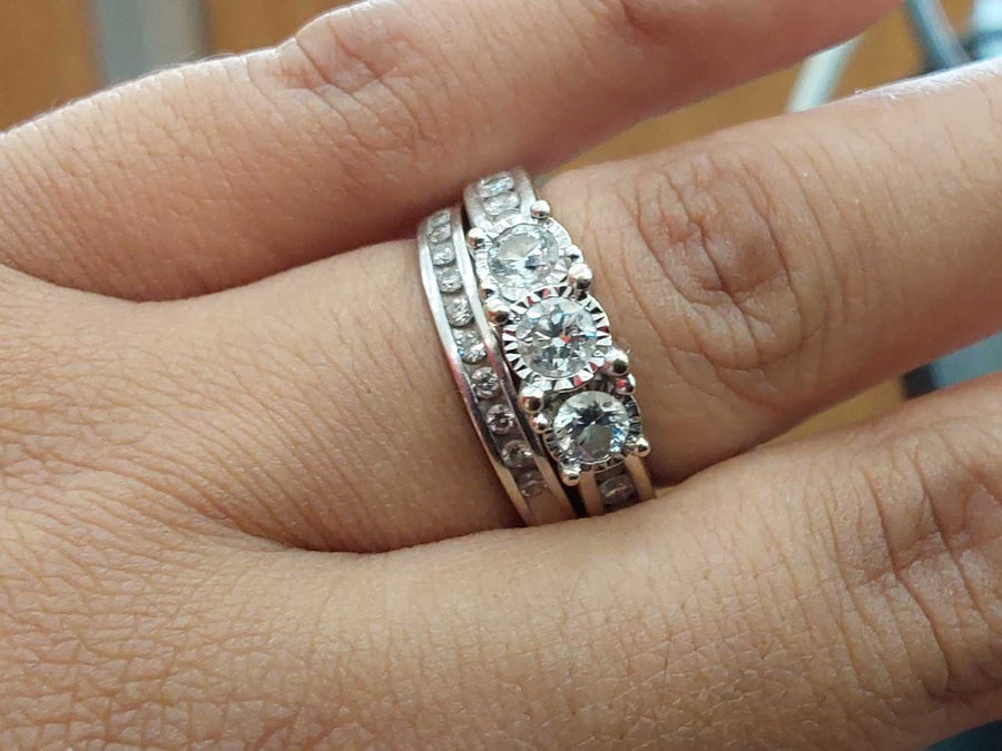 Ring - Engagement Set - White Gold 14k (.585) 6.5 grams Size 7