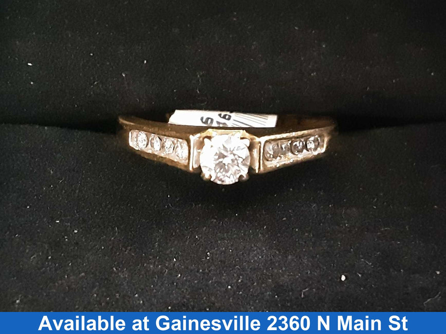Women's Ring - Solitaire - Yellow Gold 14k (.585) 3.2 grams Size 7.5
