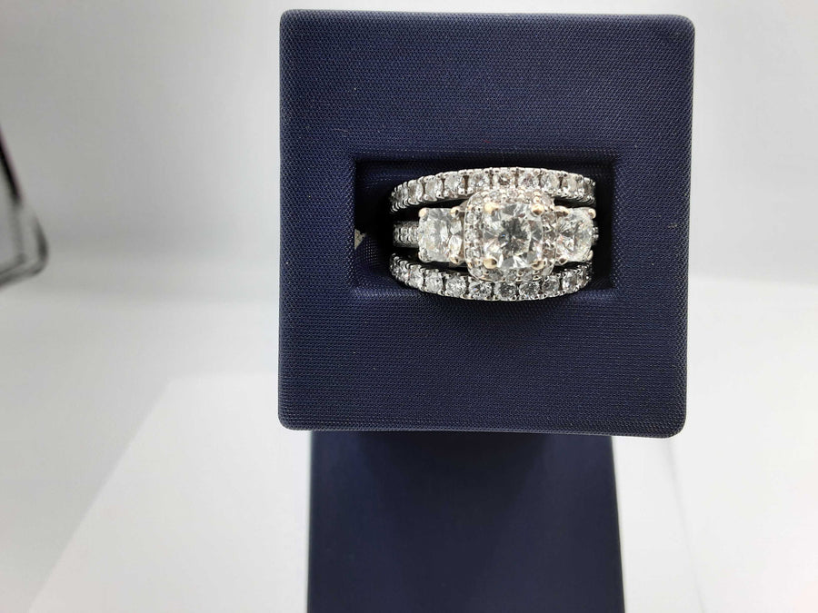 Ring - Wedding Set - White Gold 14k (.585) 11.6 grams Size 7