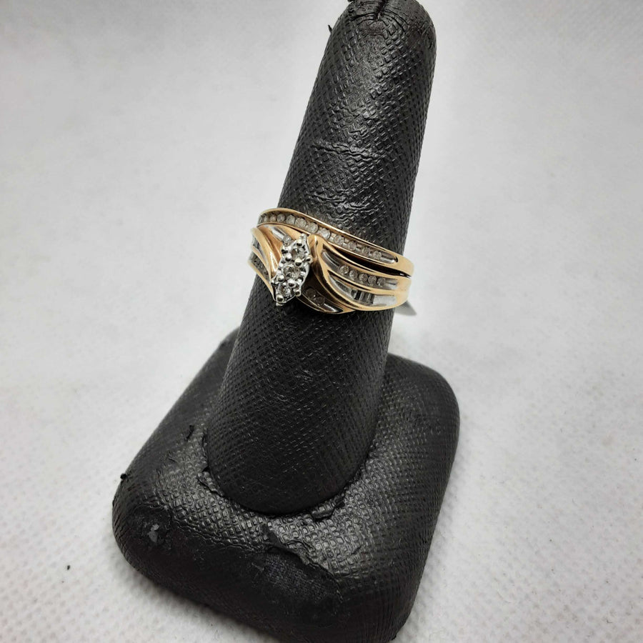 Ring - Engagement Set - Yellow Gold 10k (.417) 5 grams Size 8.5