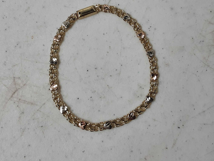 Bracelet - Tricolor Gold 10k (.417) 5.7 grams 7 inch