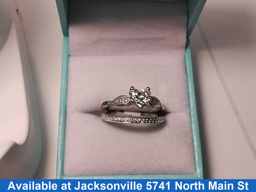 Ring - Wedding Set - White Gold 14k (.585) 5.4 grams Size 7