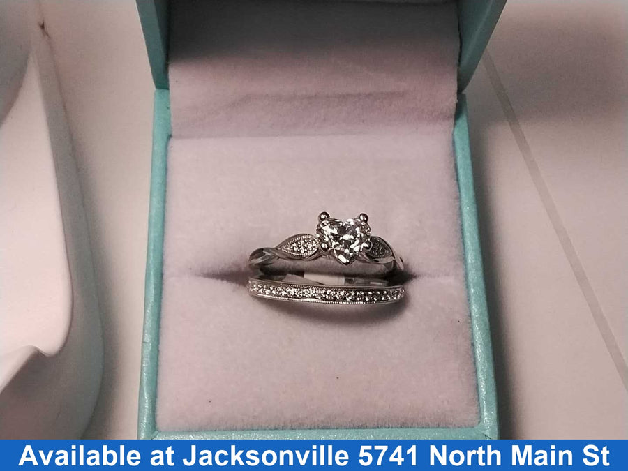 Ring - Wedding Set - White Gold 14k (.585) 5.4 grams Size 7