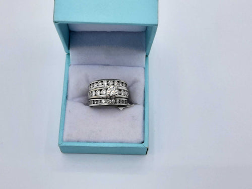 Ring - Wedding Set - White Gold 14k (.585) 13.1 grams Size 5.5