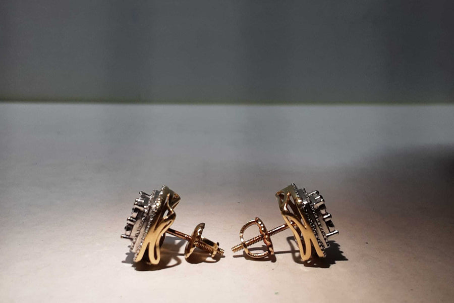 Double Stud Earring - Yellow Gold 10k (.417) 2.7 grams
