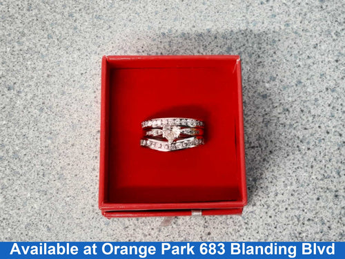 Ring - Engagement Set - White Gold 14k (.585) 7.6 grams Size 8