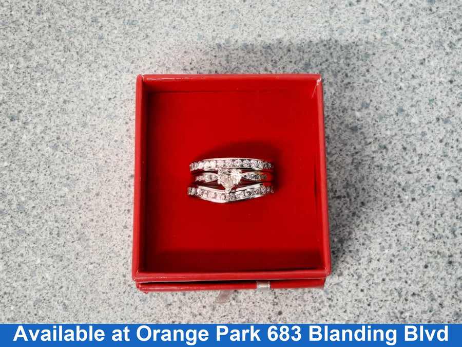 Ring - Engagement Set - White Gold 14k (.585) 7.6 grams Size 8