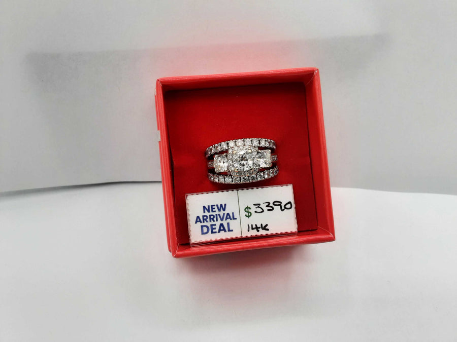 Ring - Wedding Set - White Gold 14k (.585) 11.6 grams Size 7