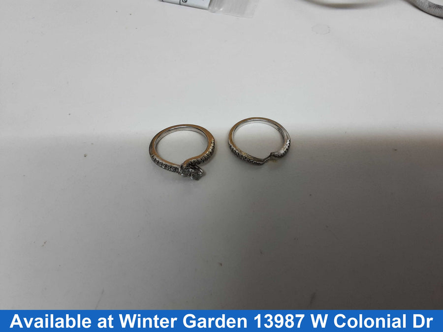 Ring - Engagement Set - White Gold 14k (.585) 5.4 grams Size 6.5