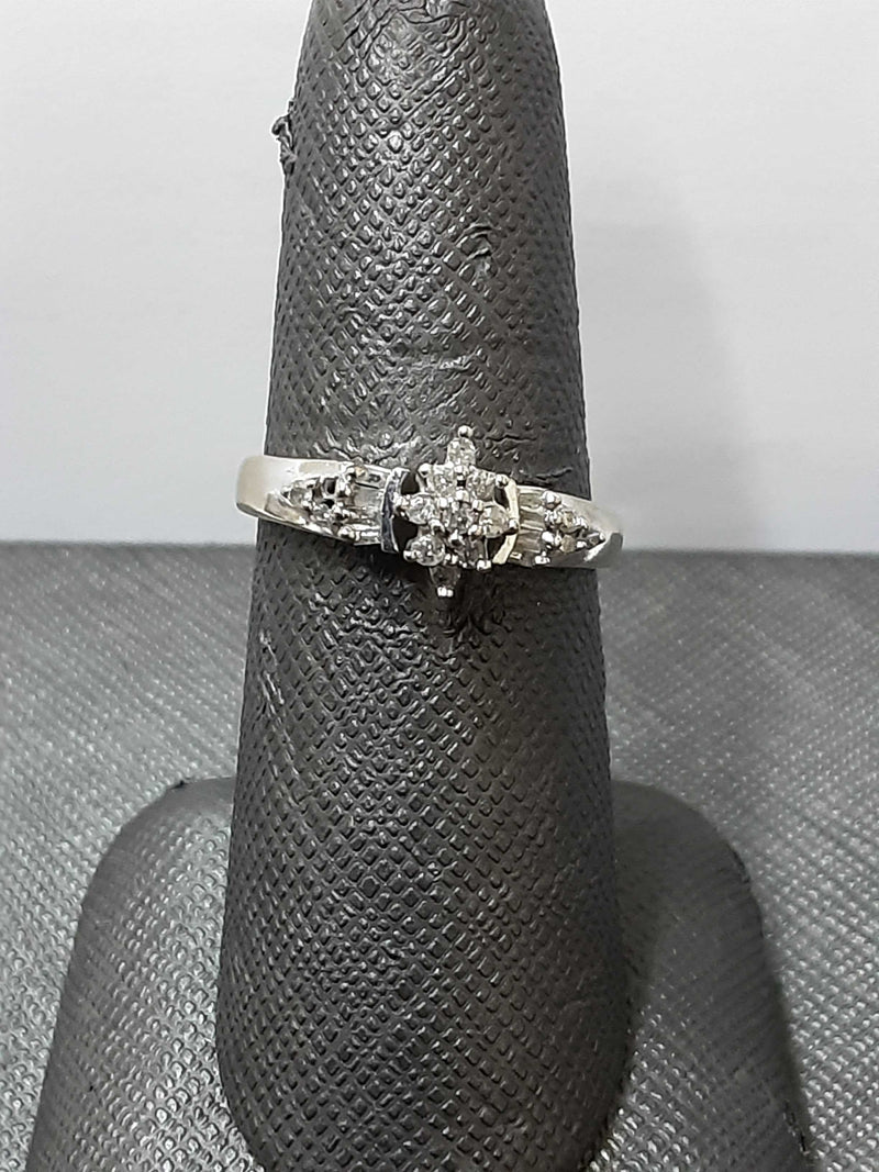 Lady's Ring - Cluster White Gold 10K (.417) 2.5 grams Size 7.5