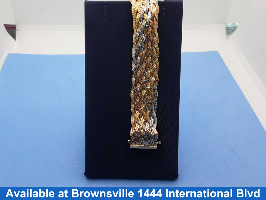 Herringbone Bracelet - Tricolor Gold 14k (.585) 17.3 grams 8 inch