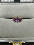 Women's Ring - 3 Stone Amethyst Ring