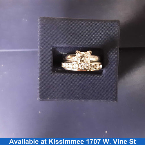 Ring - Engagement Set - White Gold 14k (.585) 9.1 grams Size 7.5
