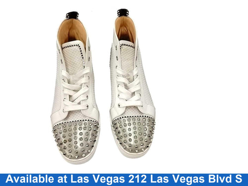 Christian Louboutin Spiked Mesh Silver Toe White