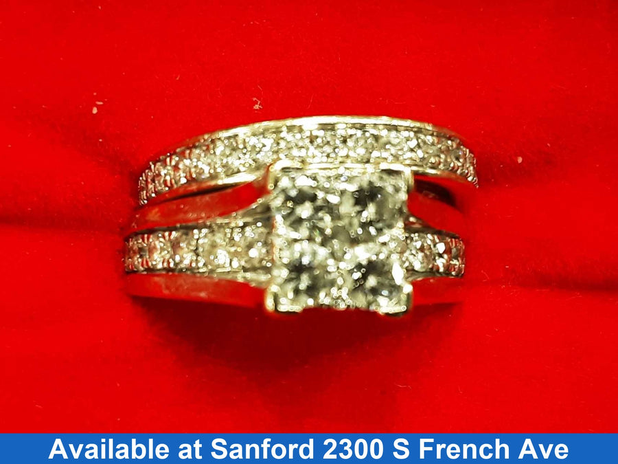 Ring - Engagement Set - White Gold 14k (.585) 10.5 grams Size 6.5