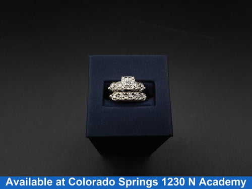 Ring - Wedding Set - White Gold 14k (.585) 6.2 grams Size 8
