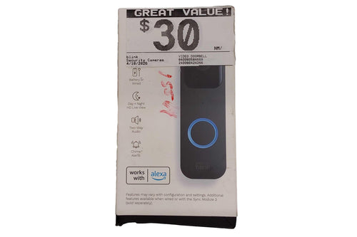Blink Video Doorbell Black Security Camera Only