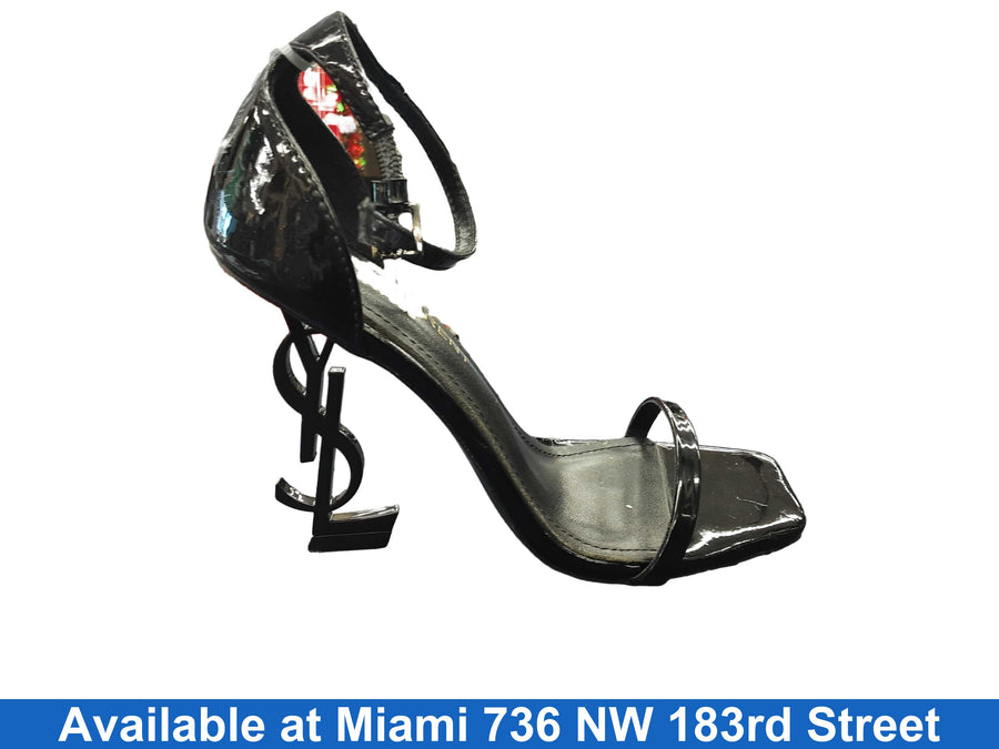 Ysl Opyum Patent Leather Sandals Black