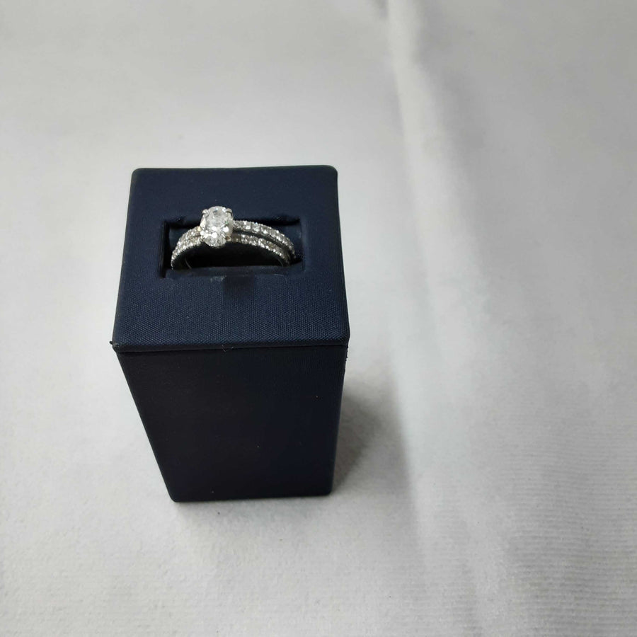 Ring - Wedding Set - White Gold 14k (.585) 4 grams Size 9.5