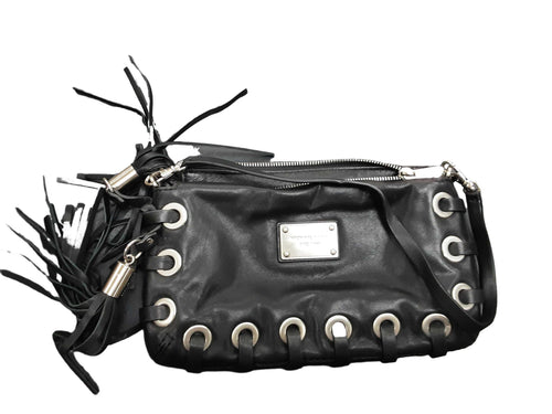 Michael Kors Astor Grommet Tassel Leather Clutch Black Purse / Handbag
