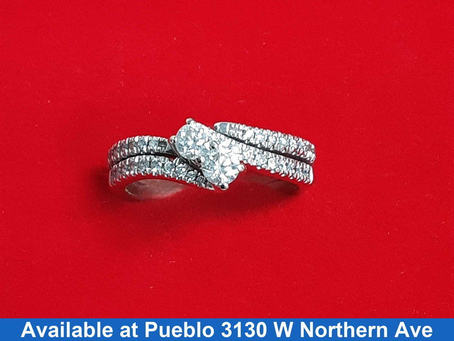 Ring - Wedding Set - White Gold 14k (.585) 5.9 grams Size 9.5