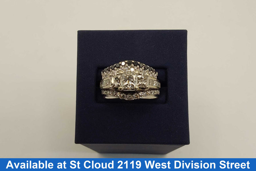 Ring - Wedding Set - White Gold 14k (.585) 9.52 grams Size 8.5