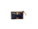 Consuela Shiny Blue And Brown Leather Trim Blue Wallet