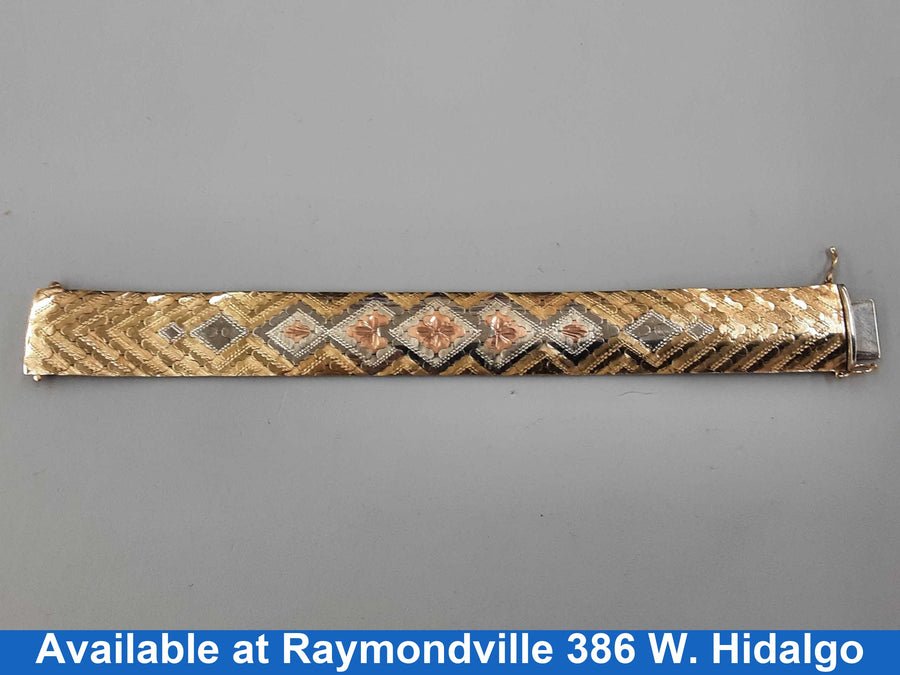 Bracelet - Tricolor Gold 14k (.585) 51.6 grams 7 inch