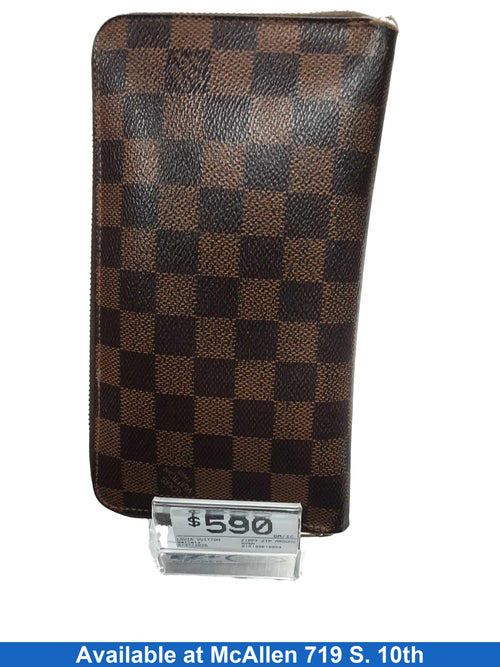Louis Vuitton Zippy Zip Around De Damier Ebene Brown Wallet