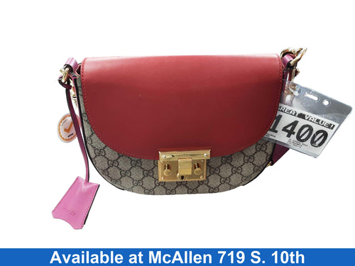Gucci Gg Supreme Monogram Calfskin Wed Brown Purse / Handbag