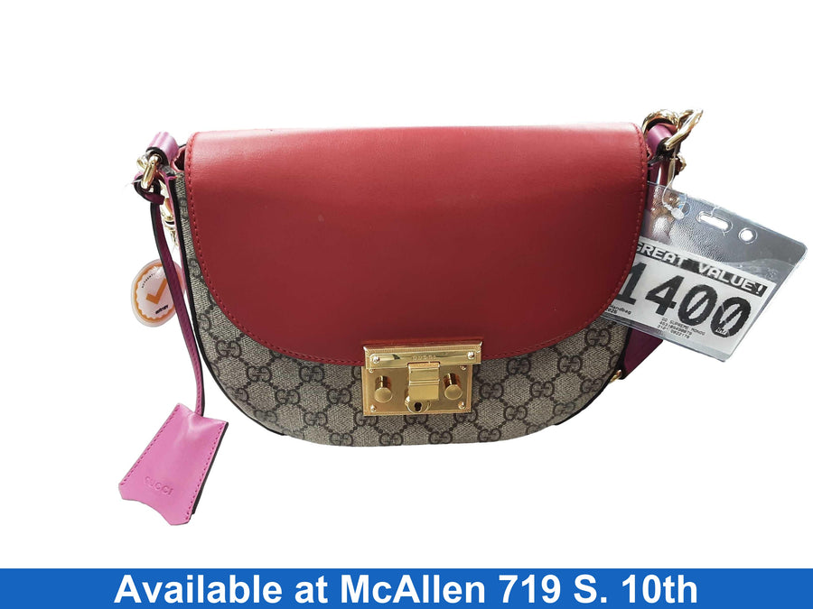 Gucci Gg Supreme Monogram Calfskin Wed Brown Purse / Handbag