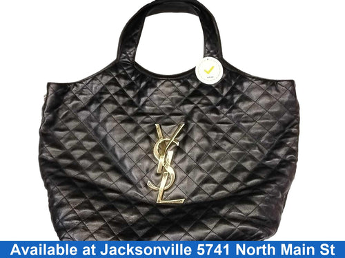 Yves Saint Laurent Quilted Lambskin Icare Tote Black Purse / Handbag